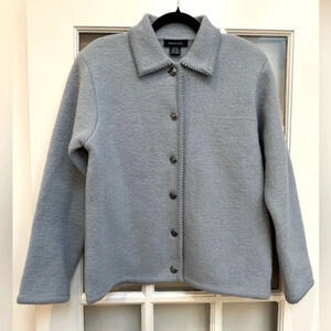Vintage Eagle’s Eye Smokey Blue 100% Wool Button Down Sweater Cardigan Size M